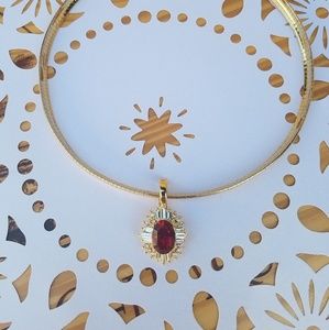 Omega Ruby Pendant Costume Jewelry